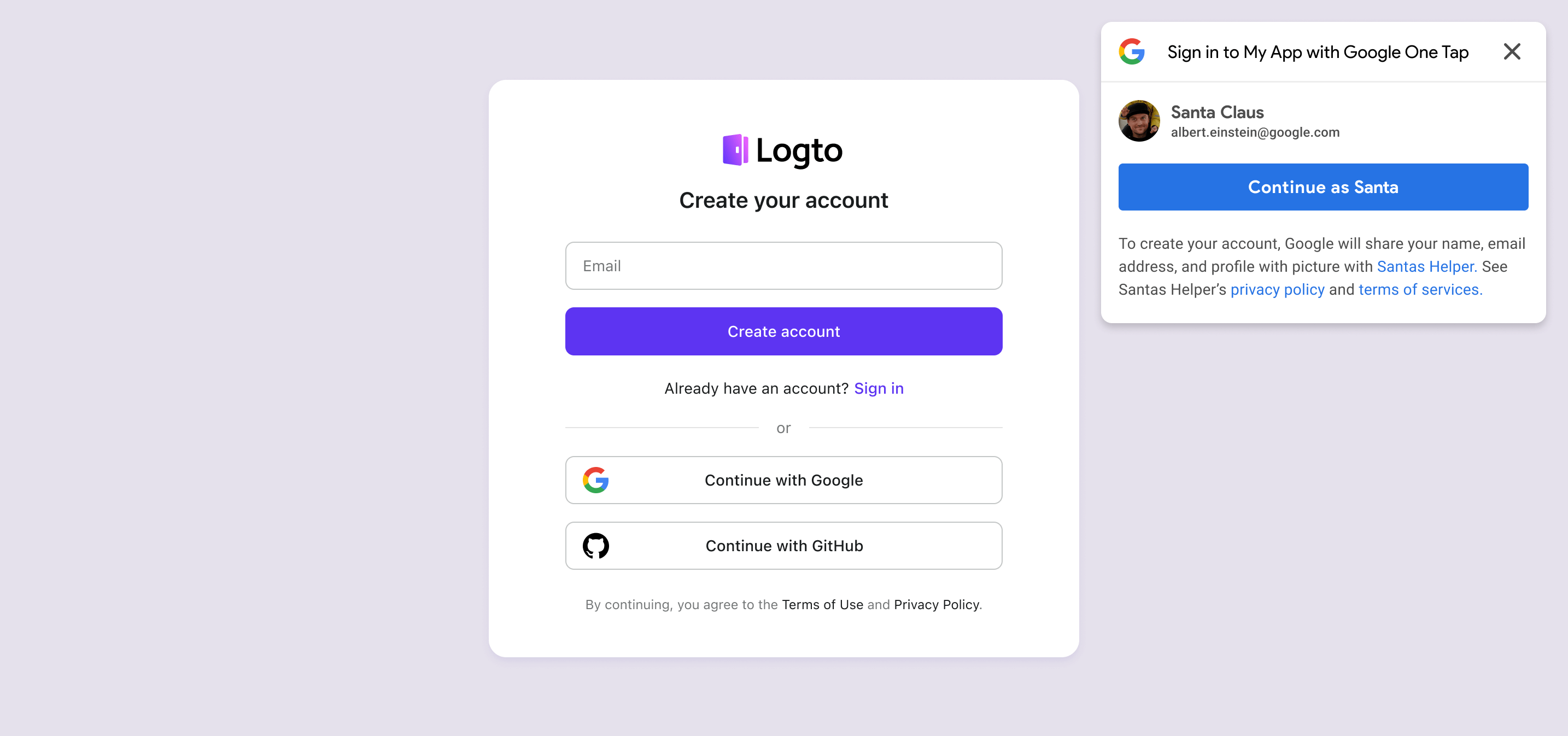 サインイン体験で Google One Tab を有効にする