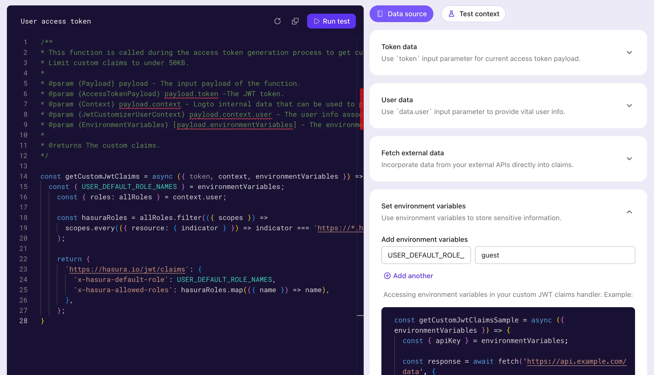 Script de token de acceso del usuario